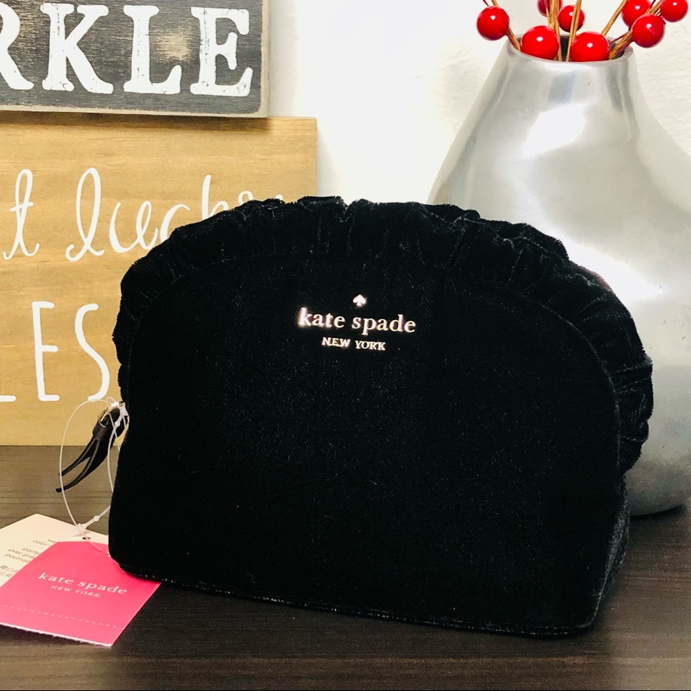 Kate Spade ♠️ Black Velvet Cosmetic Bag